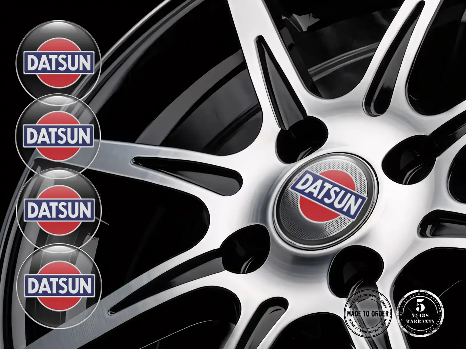 Datsun Decals on Wheels High-Quality Resin Labels